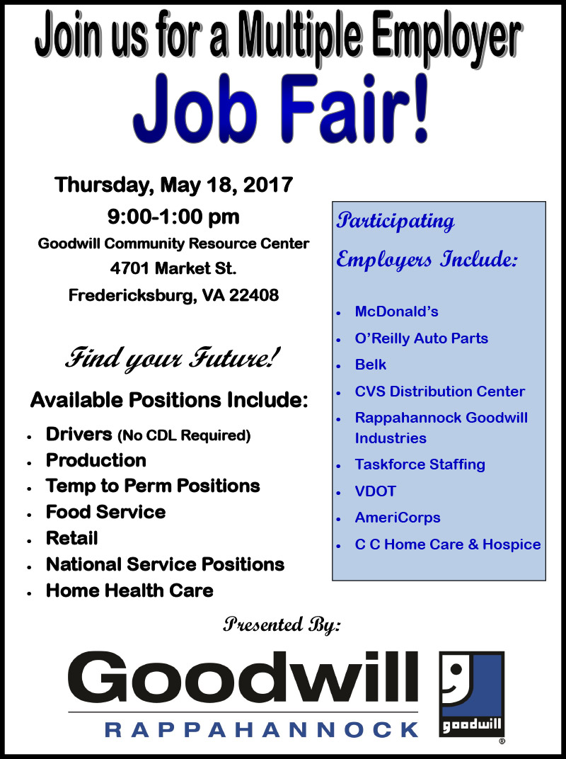 Job Fair May 18, 2017 - Rappahannock Goodwill Industries